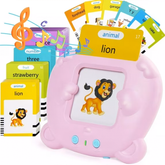 Talking Flash Cards Learning Toys with 255Pcs Cards Educational Words Learning Toys Flashcard Machine Words Card Reader Speech Therapy Educational Toy for Toddlers 2-6 Years Old-Pink