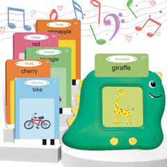 Talking Flash Card Learning Educational Toy, Talking Flash Cards with 224 Words 112 Double Sided Cards Preschool Sensory Toys, Dinosaur Montessori Toys
